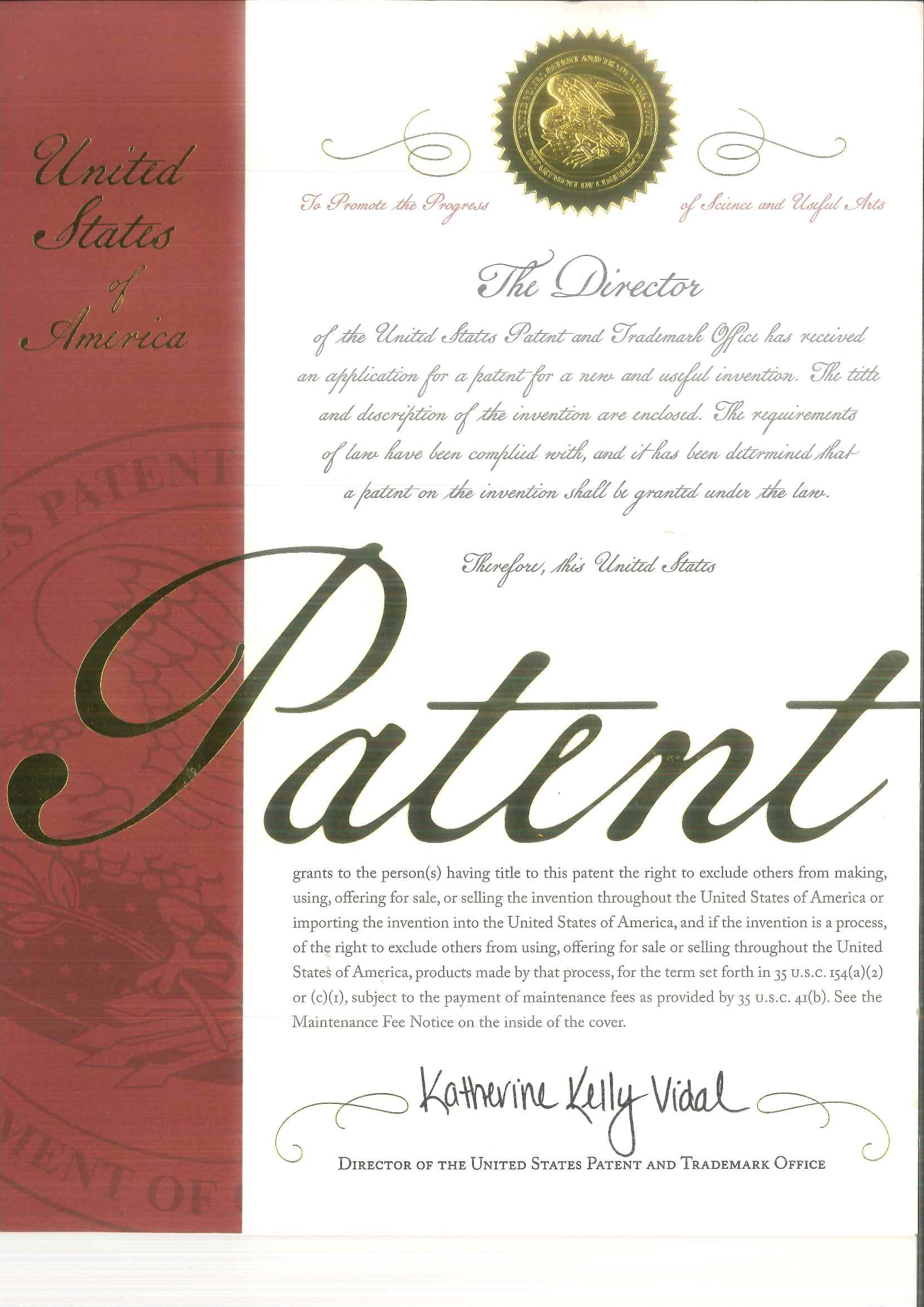 Patent for Invention Certificate